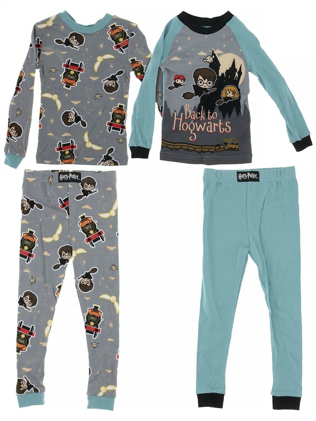 Harry Potter Toddler Boys Teal Gray Hogwarts Cotton 2-Pack Pajamas